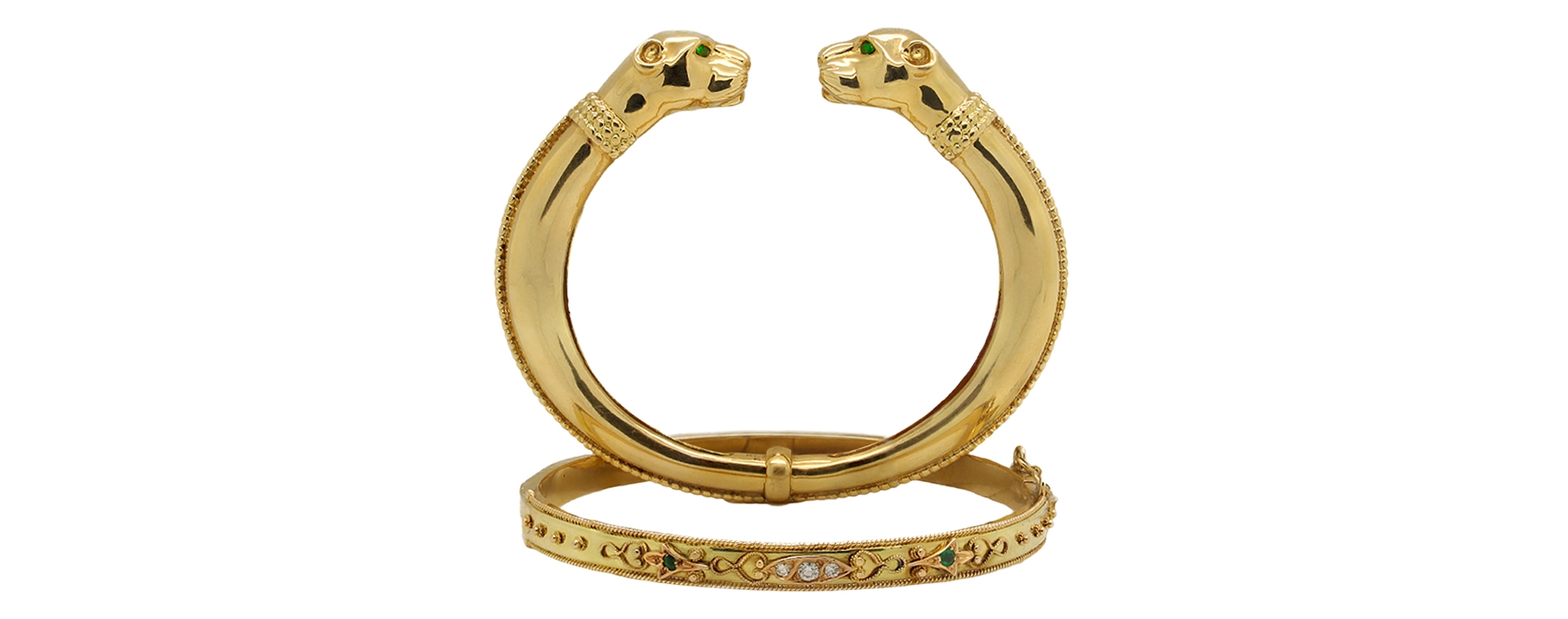 Panther Bracelet & Yellow Gold With Emeralds & Diamonds